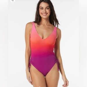 Coco Contours Stellar Bra Sized Underwire One Piece Swimsuit Ombre Oasis Pink  8